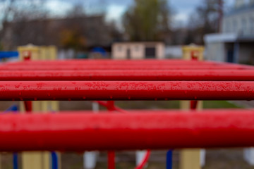 climbing and holding horizontal bar steel playground equipment outdoor activity recreation area park