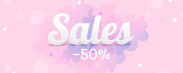 Pastel background tender clouds sale banner holiday vector Illustration lines graphic