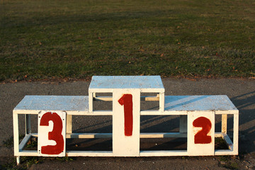 Old medal podium with numbers