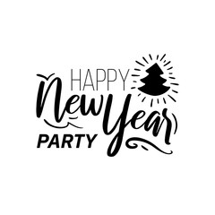 New Year party ad text isolated on white.