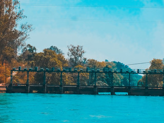 Dam on a beautiful blue river