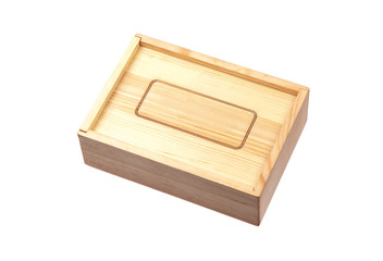 Wooden box isolated on white background.