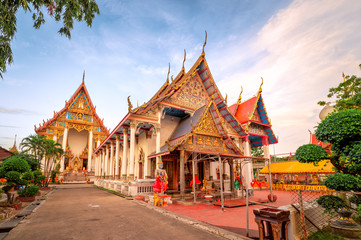 Fototapeta premium Tambon Rachathewa, Bang Phli District, Samut Prakan, Thailand, October 17, 2019 : Wat King Kaeo, Beautiful Buddhist temple
