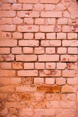 Red, Orange, yellow and blue color combination old Textured damage wall with Colorful Bricks.