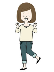 女性-ガッツポーズ-笑顔