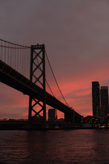 Fototapeta na wymiar Bay Bridge Silhouette at Sunset