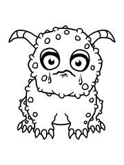 kontur version trauriges kleines monster süß niedlich unglücklich pickel hörner dämon teufel hölle horror halloween clipart comic cartoon weinen tränen armes