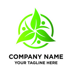 abstract leaf logo. Leaf with human logo templates