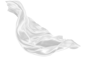 Abstract background of white wavy silk or satin. 3d rendering image.