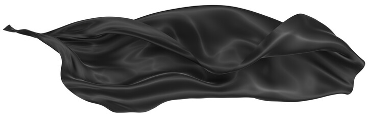 Abstract background of black wavy silk or satin. 3d rendering image.
