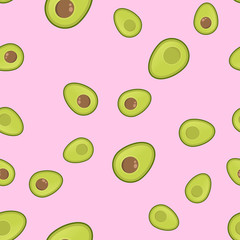 Avocados seamless pattern. Cartoon vector avocado texture.