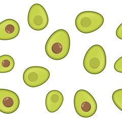 Avocados seamless pattern. Cartoon vector avocado texture.