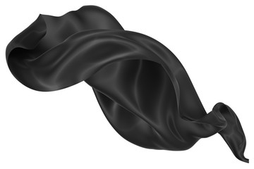 Naklejka premium Abstract background of black wavy silk or satin. 3d rendering image.
