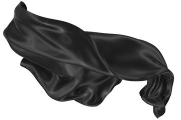 Abstract background of black wavy silk or satin. 3d rendering image.