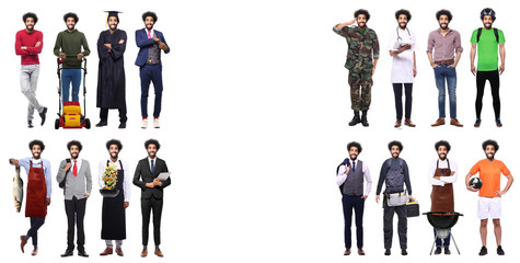 Group of working people in front of a white background