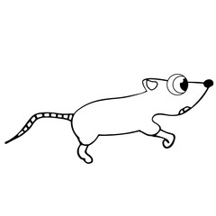 little cute mouse. isolated outline vector illustration