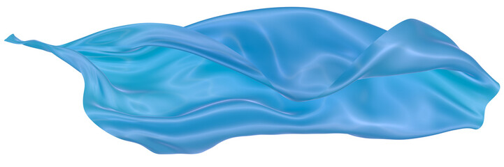 Abstract background of blue wavy silk or satin. 3d rendering image.