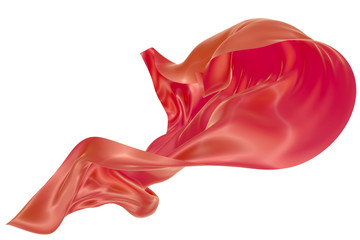 Abstract background of red wavy silk or satin. 3d rendering image.