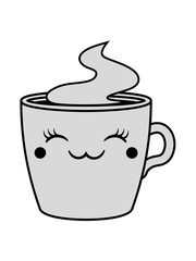gesicht tasse süß niedlich weiblich heiß kaffee trinken lecker durst tee frühstück koffein clipart design becher glas gefäß