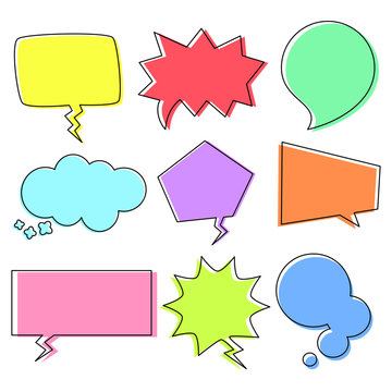 Set of colorful speech bubble vector isolated on white background.