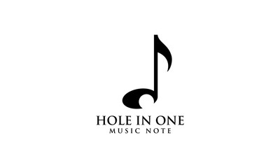 Hole in one musical note logo design