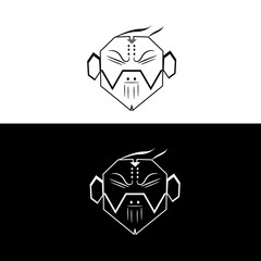 black and white logo monk or saolin head 