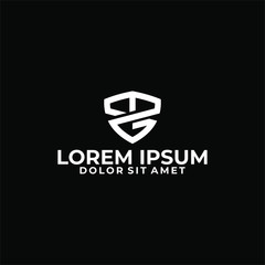 Initial letter M G logo template with modern shield flat design illustration