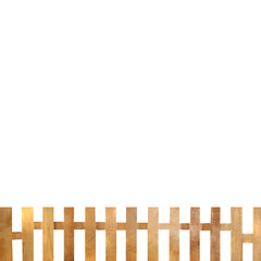A wooden fence on a isolated white