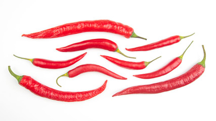 Red hot pepper on white background. Healthy vegetable food and vitamins.