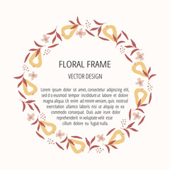 Banner with round floral frame vector template