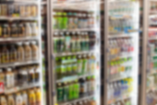 Blur abstract background of japanese small supermarket combini	
