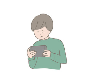 ゲームをする男の子