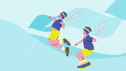 Sport and activity, a man is performing badminton jump smash