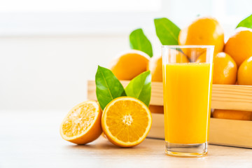 Fresh orange juice for drink in bottle glass
