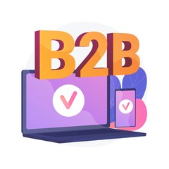 B2B, small business strategy. Industrial marketing, partnership, collaboration. E commerce company chain network isolated flat design element. Vector isolated concept metaphor illustration
