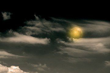 moon with textured cloud,Abstract white,isolated on black background