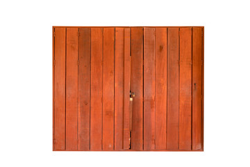 brown wooden door isolated on white background,clipping path
