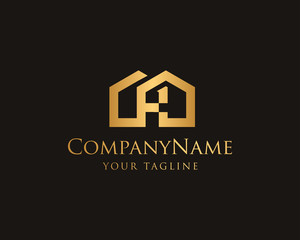 Elegant Gold House Logo Design, Real Estate Logo Design Vector Template