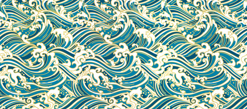 Japan oriental wave seamless wallpaper.