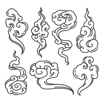 Chinese cloud art in abstract shape set.