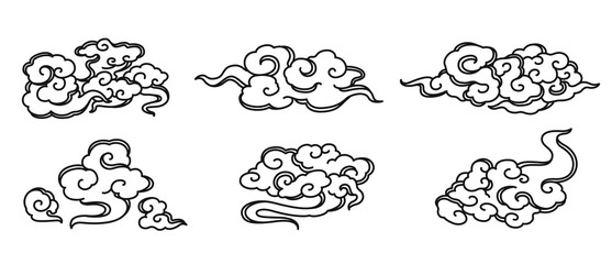 oriental chinese cloud set.