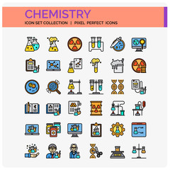 Chemistry  Icons Set. UI Pixel Perfect Well-crafted Vector Thin Line Icons. The illustrations are a vector.