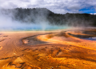 Detail of the Grand Prismatic Spring. Yellowstone National Park, Wyoming