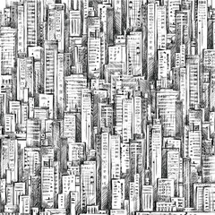 Illustration with architecture, skyscrapers, megapolis, buildings, downtown.