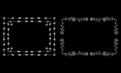 Tropical hand drawn floral frames. Outline set. Jungle foliage illustration. Floral set. Hand drawing. Vector isolated collection. Natural spring wedding card. Summer tropical leaf. Botanical frames