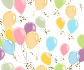 Colorful pastel color balloons isolated on white, celebrate party banner with helium balloons, festive happy birthday and anniversary template or invitation, Decorative elements for poster balloons fo