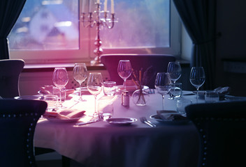 Lovely photo of glass glasses serving for lunch