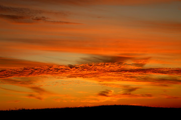 Beautiful photo red sunset with clouds landscape