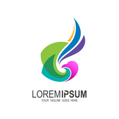 Eagle logo with colorful design template, Phoenix icon