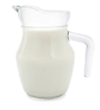 Milk jug isolated on white background with clipping path.